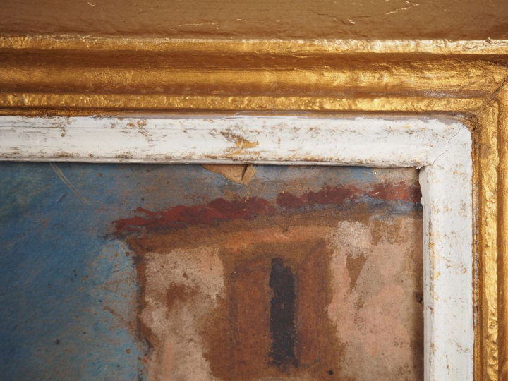 C. BERGES. (attribuée à) "St-Jean-Pied-de-Port" Huile sur carton, non 