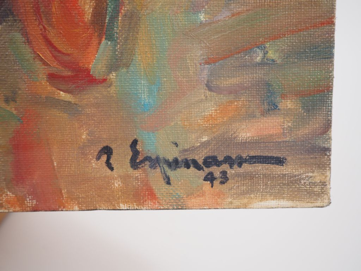 Raymond ESPINASSE.  "l'Odalisque"  Huile sur toile, marouflée, datée 4