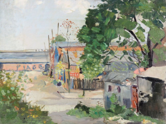 Vente aux enchères ETCHEGARAY. "Plage".  Huile sur toile, signée en bas à gauche, située 