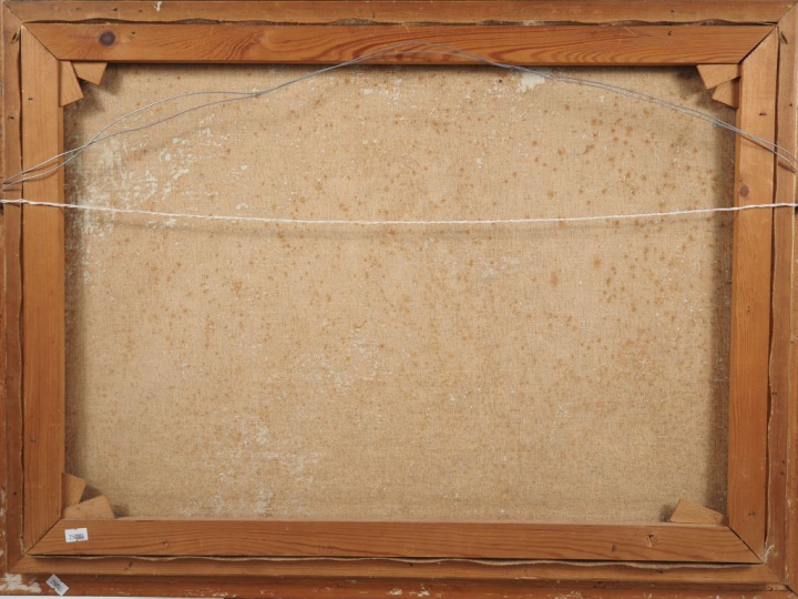 AV. NIJKERK.  "Péniche"  Huile sur toile, signée en bas à gauche  Dim.