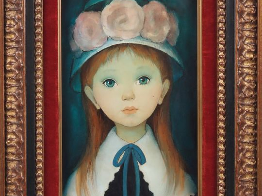Guy SERADOUR.  "Jeune fille au chapeau"  Huile sur toile, signée en ba