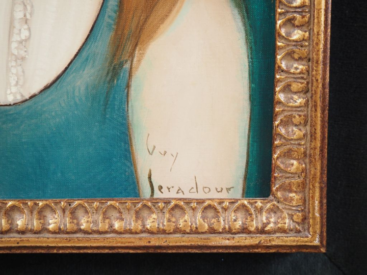 Guy SERADOUR.  "jeune fille"  Huile sur toile, signée en bas à droite 
