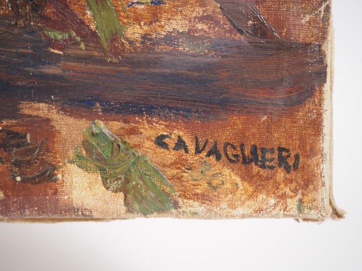 Mario CAVAGLIERI.  "Paysage à la tonnelle de Peyloubère" Huile sur toi