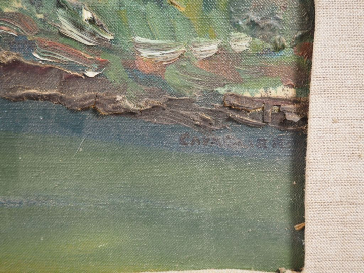 Mario CAVAGLIERI.  "Moulin de Gascogne au printemps" Huile sur toile D