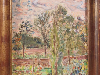 Vente aux enchères Mario CAVAGLIERI.  "Ciel rose à Peyloubère" Huile sur toile, signée en