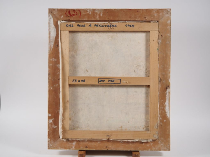 Mario CAVAGLIERI.  "Ciel rose à Peyloubère" Huile sur toile, signée en