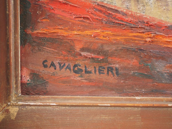 Mario CAVAGLIERI.  "Nature morte" Huile sur toile, signée en bas à gau