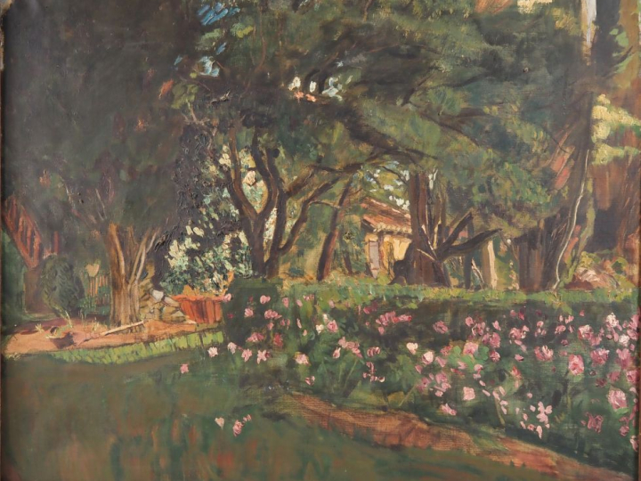 Mario CAVAGLIERI.  "Mai" Huile sur toile, signée en bas à droite  Dim.