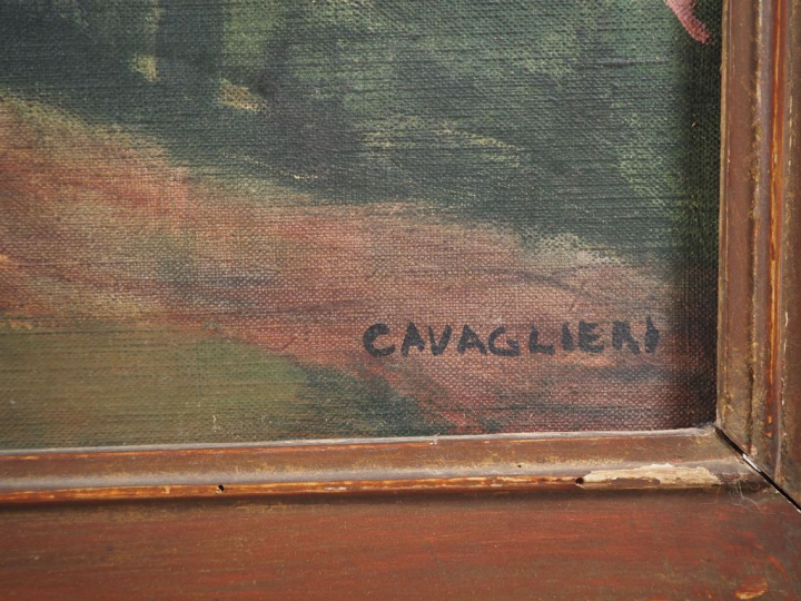 Mario CAVAGLIERI.  "Mai" Huile sur toile, signée en bas à droite  Dim.