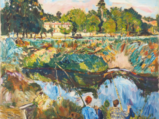 Vente aux enchères Mario CAVAGLIERI.  "le Gers à Peyloubère" Huile sur toile, signée en b