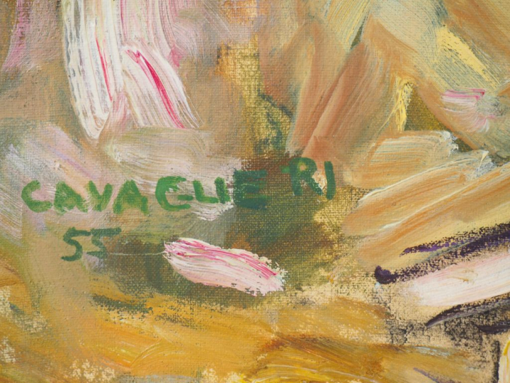 Mario CAVAGLIERI.  "le Gers à Peyloubère" Huile sur toile, signée en b