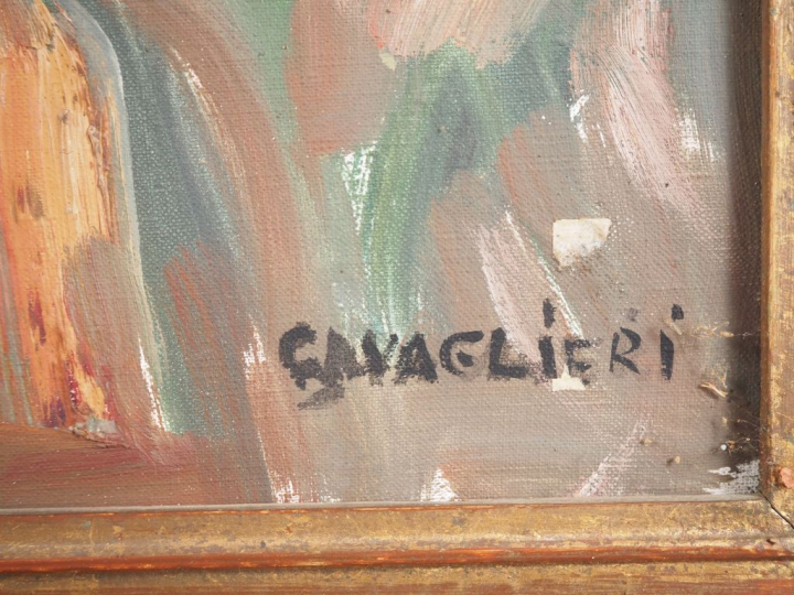 Mario CAVAGLIERI. "nature morte aux semis" Huile sur toile, signée en 