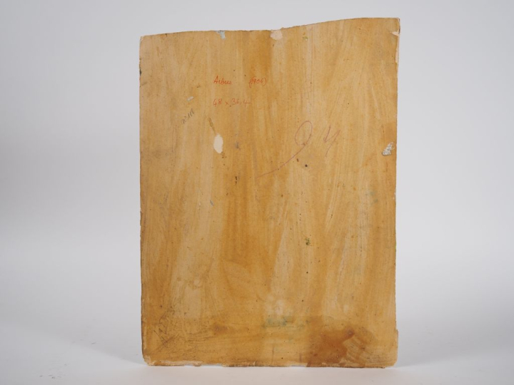 Mario CAVAGLIERI.  "Paysage" Huile sur papier, signée en bas à gauche 