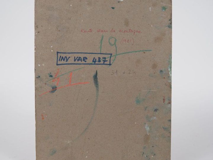 Mario CAVAGLIERI.  "Route dans la montagne" Huile sur carton, signée e