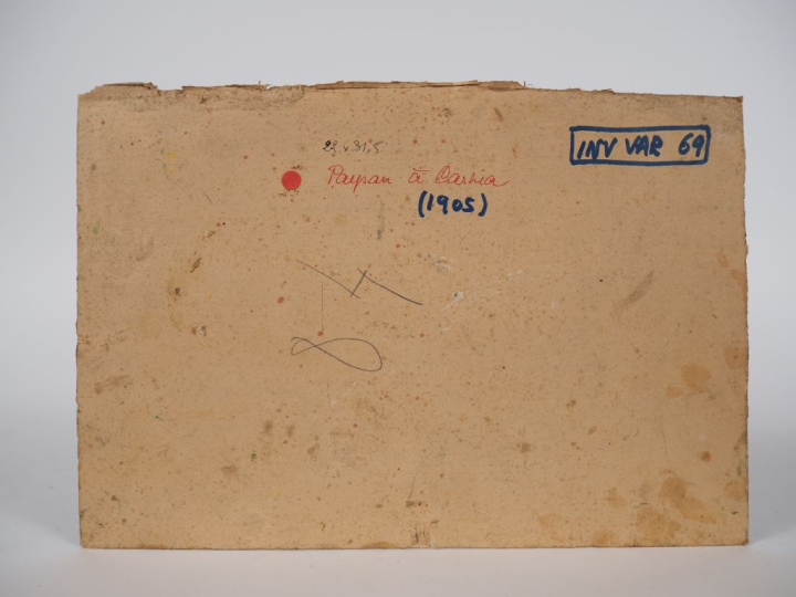 Mario CAVAGLIERI.  "Paysan à Carnia" Circa 1905 Huile sur papier Dim. 