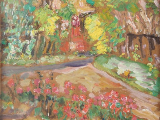 Vente aux enchères Mario CAVAGLIERI.  "Jardin de Peyloubère" Huile sur panneau, signée en
