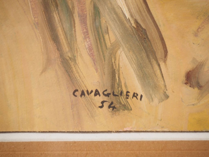 Mario CAVAGLIERI.  "Jardin de Peyloubère" Gouache sur papier, signée e