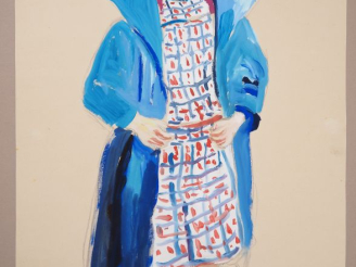 Vente aux enchères Mario CAVAGLIERI.  "Jeune fille au béret" Gouache, signée en bas à dro