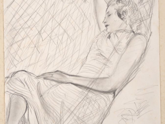 Vente aux enchères Mario CAVAGLIERI.  "Jeune femme endormie" Dessin au crayon, signé en b