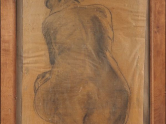 Vente aux enchères Mario CAVAGLIERI.  "femme nue de dos" Dessin au crayon, signé en bas à