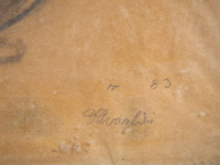 Mario CAVAGLIERI.  "femme nue de dos" Dessin au crayon, signé en bas à