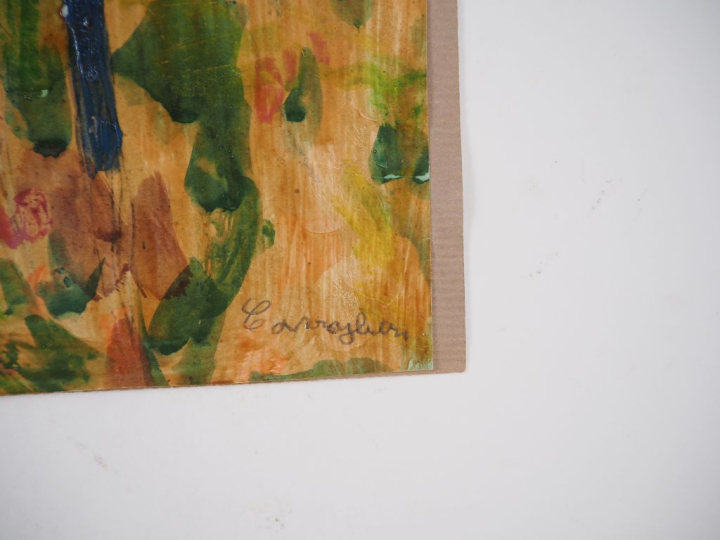 Mario CAVAGLIERI.  "Fleurs et paysage" Aquarelle, signée en bas à droi