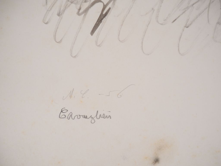 Mario CAVAGLIERI.  "Partie de pêche" Encre, signée en bas à gauche et 