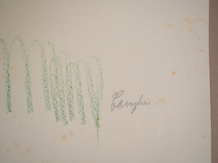 Mario CAVAGLIERI.  "Jeune fille allongée dans un jardin" Dessin, signé