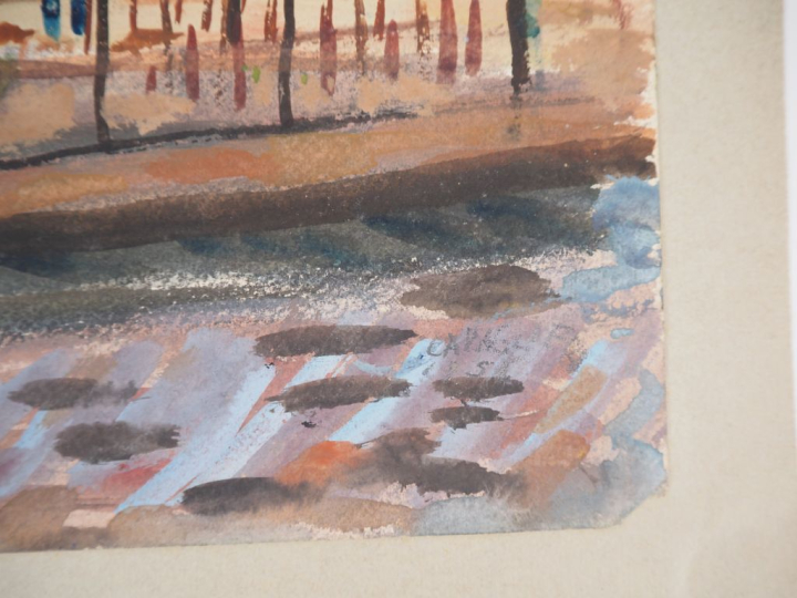 Mario CAVAGLIERI.  "Paris, la butte Montmartre" Aquarelle, signée en b