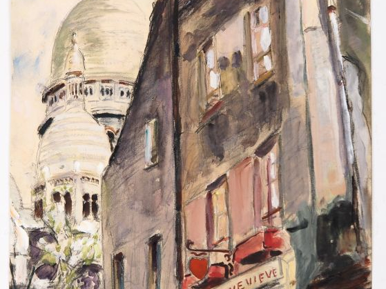 Mario CAVAGLIERI.  "Paris, le Sacré Cœur" Aquarelle, signée en bas à d
