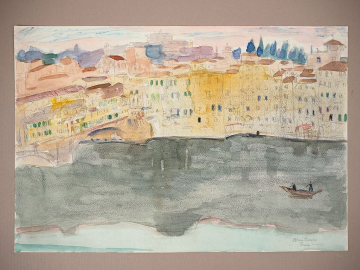 Mario CAVAGLIERI.  "Florence" Aquarelle, signée en bas à droite, situé