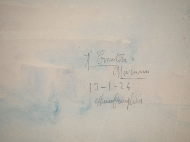 Mario CAVAGLIERI.  "Murano" Aquarelle, signée en bas à droite, située 