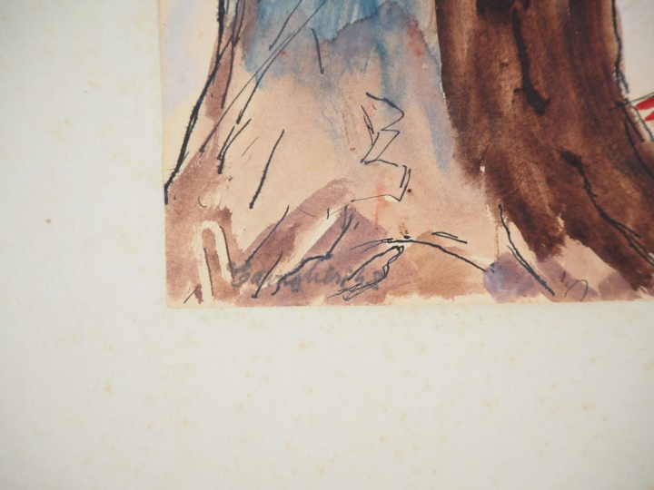 Mario CAVAGLIERI.  "Rovigo, l'église de la Rotonda"  Aquarelle, signée