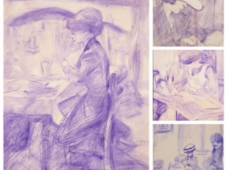 Vente aux enchères Mario CAVAGLIERI.  Très bel ensemble de 13 dessins à l'encre violette 