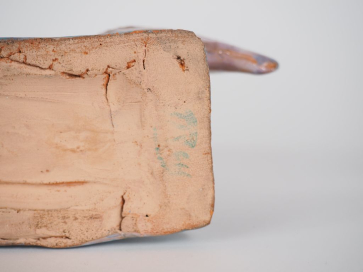 Henri Paul REY.  "Sirène et deux poissons" Groupe en terre cuite verni