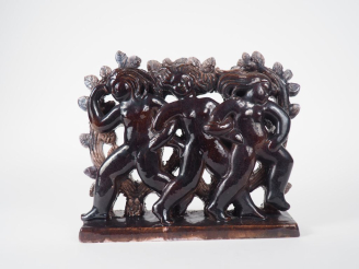 Vente aux enchères Henri Paul REY. "les trois grâces" Groupe en terre cuite émaillée poly