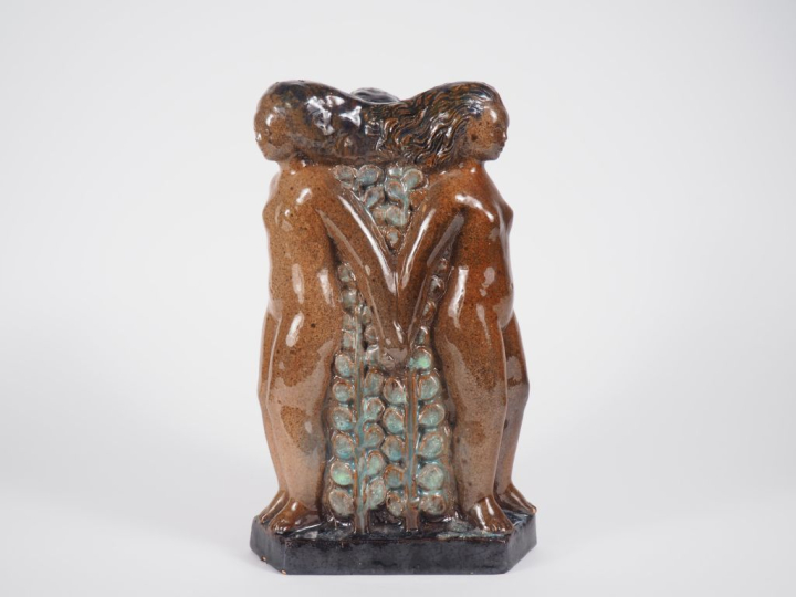 Henri Paul REY. "les trois grâces"  Groupe en terre cuite vernissée po