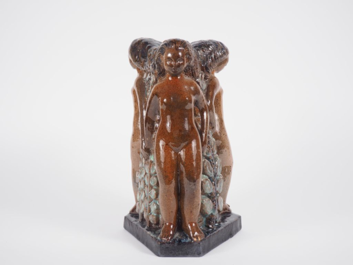 Henri Paul REY. "les trois grâces"  Groupe en terre cuite vernissée po