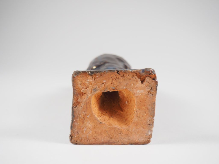 Henri Paul REY.  "jeune fille en robe longue" Sujet en terre vernissée