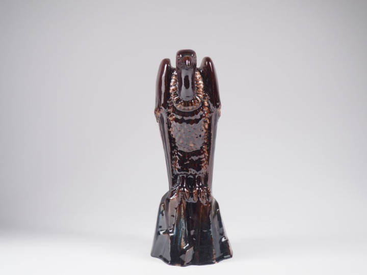 Henri Paul REY.  "le vautour" Sculpture en terre cuite vernissée brun 