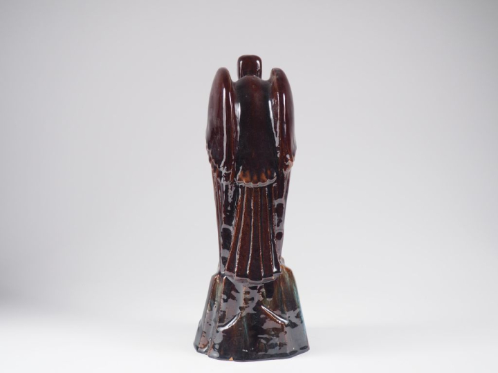 Henri Paul REY.  "le vautour" Sculpture en terre cuite vernissée brun 