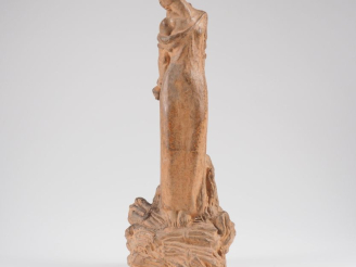 Vente aux enchères Henri Paul REY.  "Jeanne au bûcher" Sculpture en terre cuite Signée et