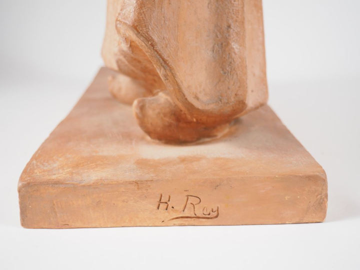 Henri Paul REY.  "les deux jeunes paysannes" Groupe en terre cuite  Si