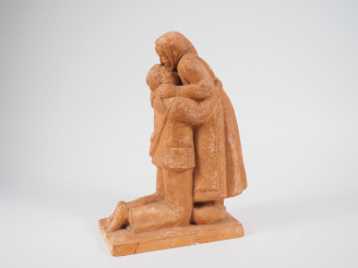 Vente aux enchères Henri Paul REY.  "le baiser" Sculpture en terre cuite  Signée  H. 31 c
