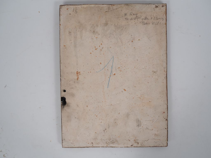 Henri Paul REY.  "Piéta" Sculpture en terre cuite émaillée polychrome 