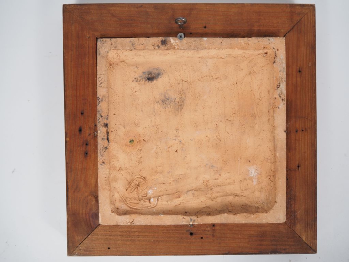 Henri Paul REY.  "les trois grâces" Plaque en tere cuite émaillée poly