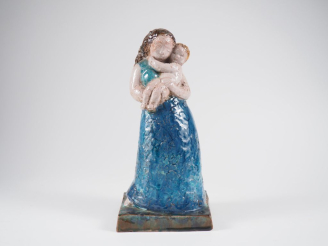 Vente aux enchères Henri Paul REY.  "Jeune mère et son enfant" Sculpture en terre cuite é