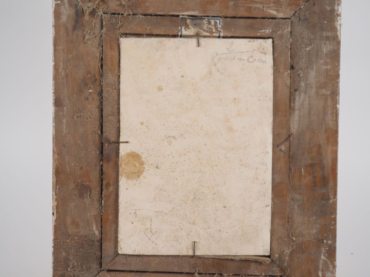 Henri Paul REY.  "la harpiste" Plaque en céramique émaillée polychrome