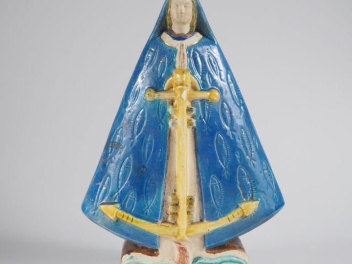 Henri Paul REY.  "Notre dame de la mer" Sculpture en platre émaillé po