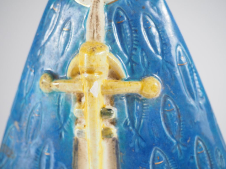 Henri Paul REY.  "Notre dame de la mer" Sculpture en platre émaillé po